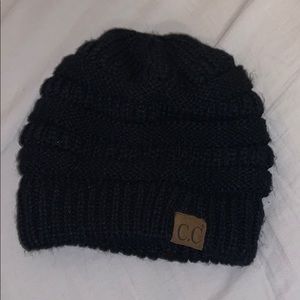 black knit beanie